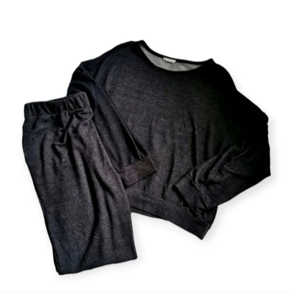 Charcoal Knit Pullover and Joggers Loungewear Set - Medium